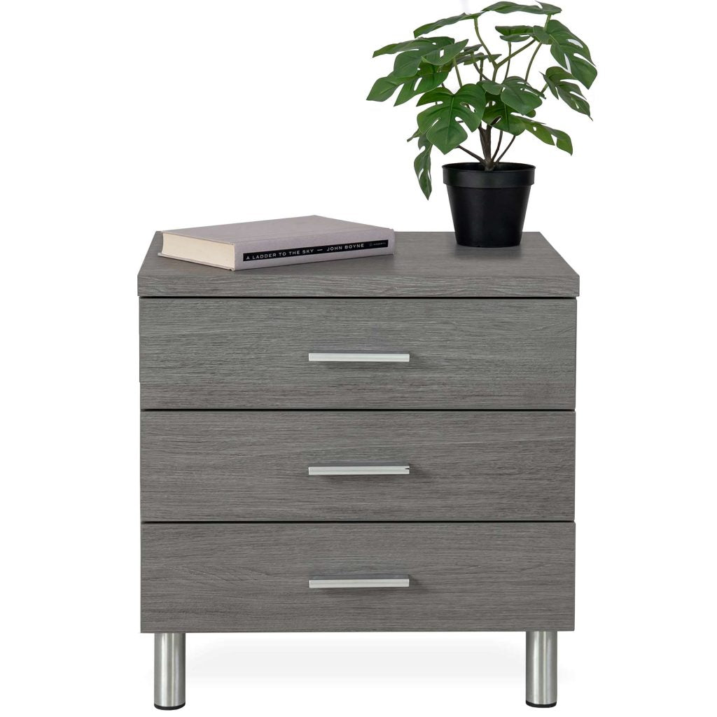 Mesa de Noche de 2 Cajones en Madera Moderna |