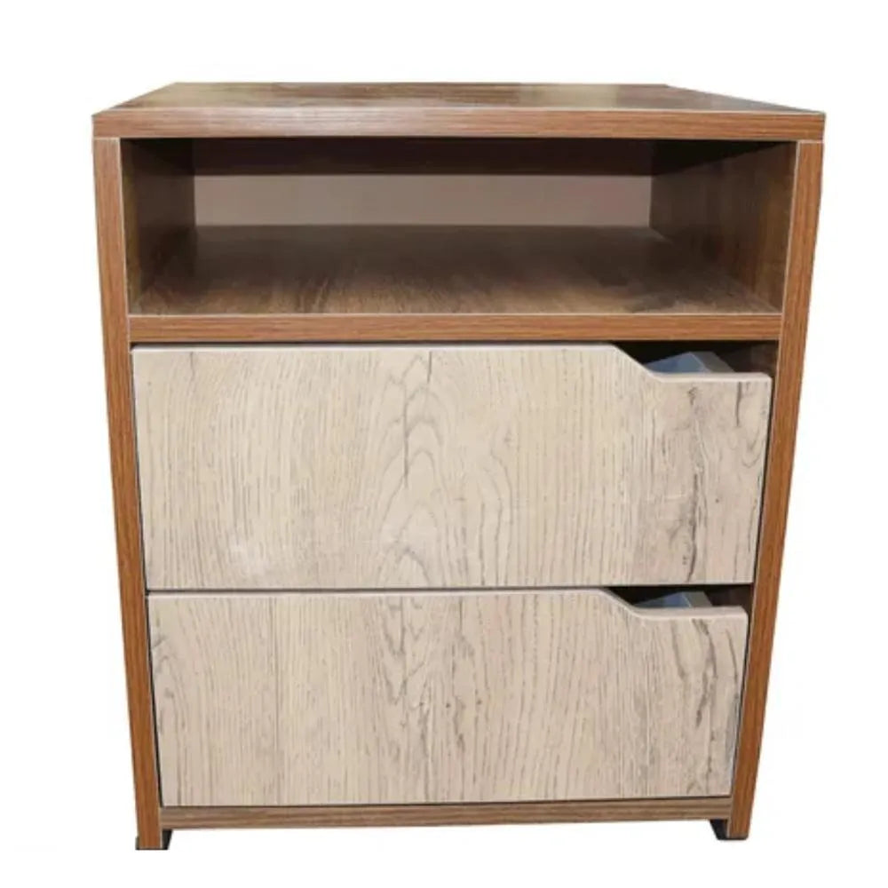 Mesa de Noche de 2 Cajones en Madera Moderna |